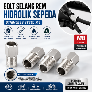 Bolt selang rem hidrolik sepeda stainless M8
