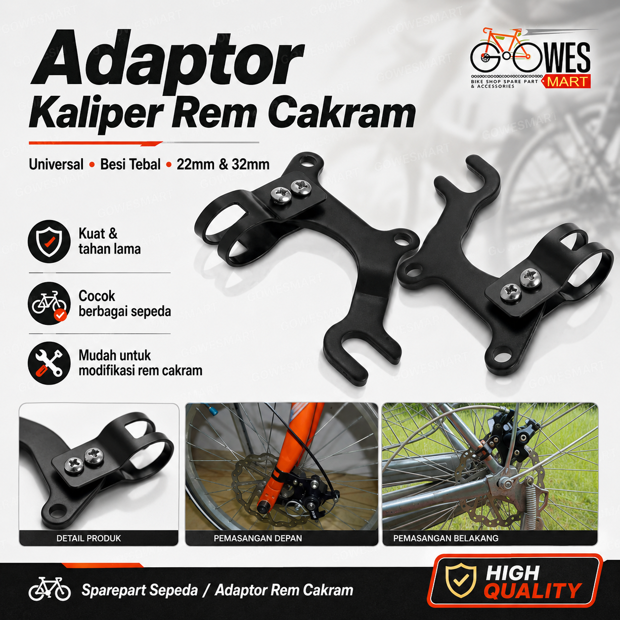 Adaptor kaliper rem cakram sepeda universal 22mm 32mm