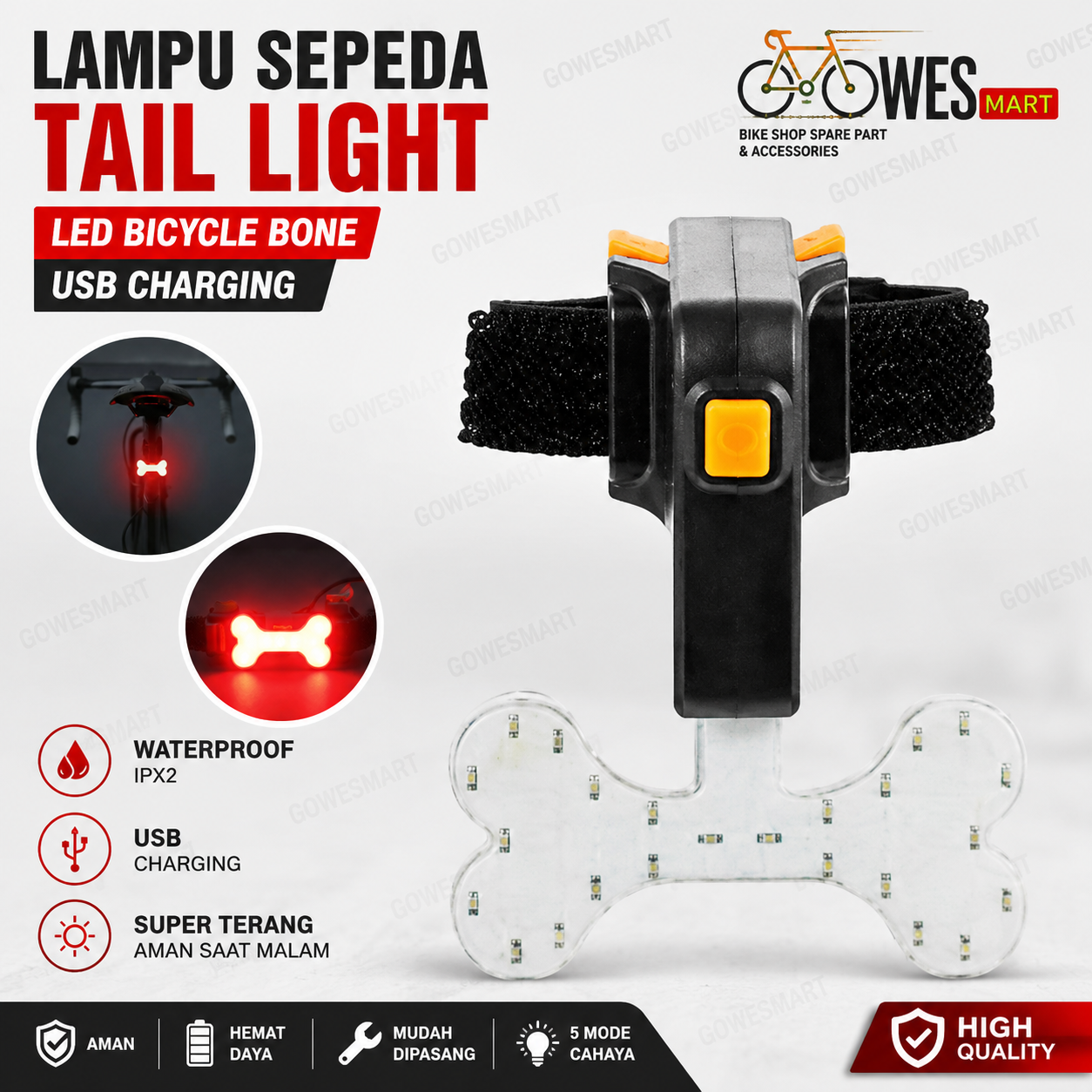 Lampu sepeda tail light ZHA0097 USB rechargeable